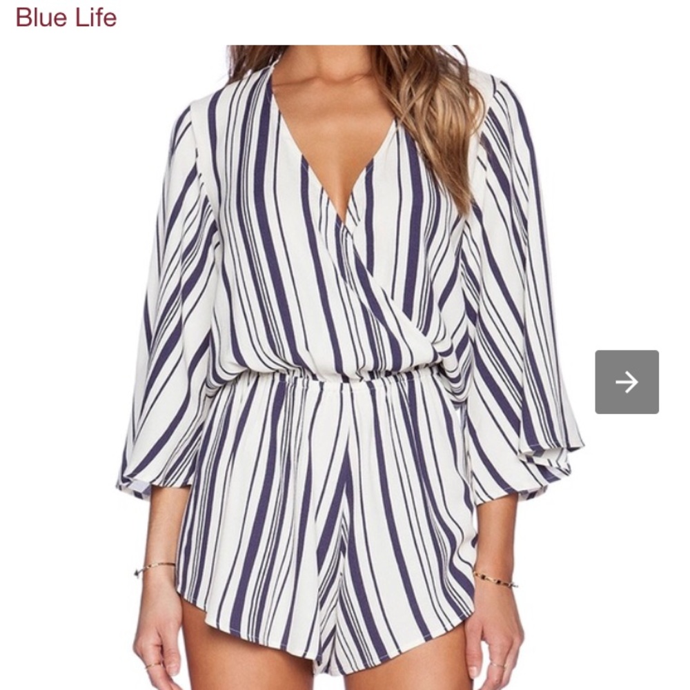 Blue Life Navy/White striped Romper. Size XS